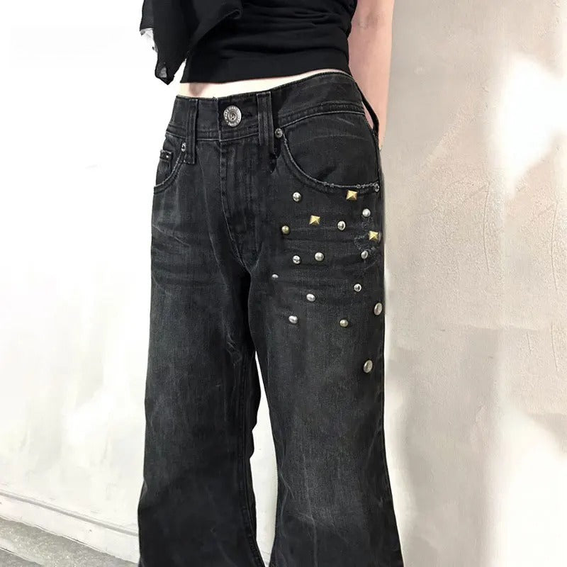 Black Studded Denim Pants Main image