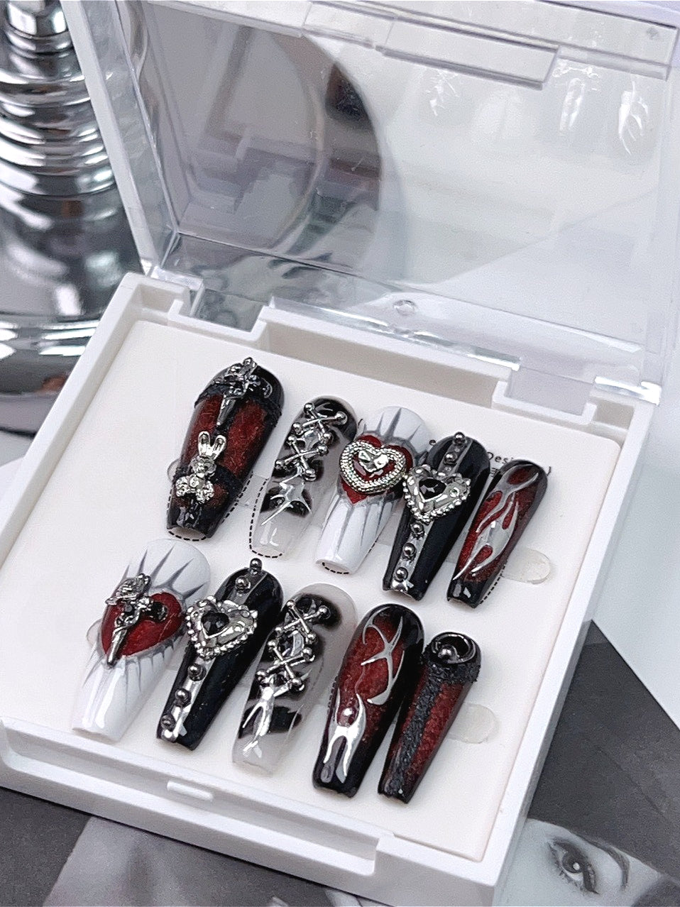 Punk Style Dark Rivet Press On Nails