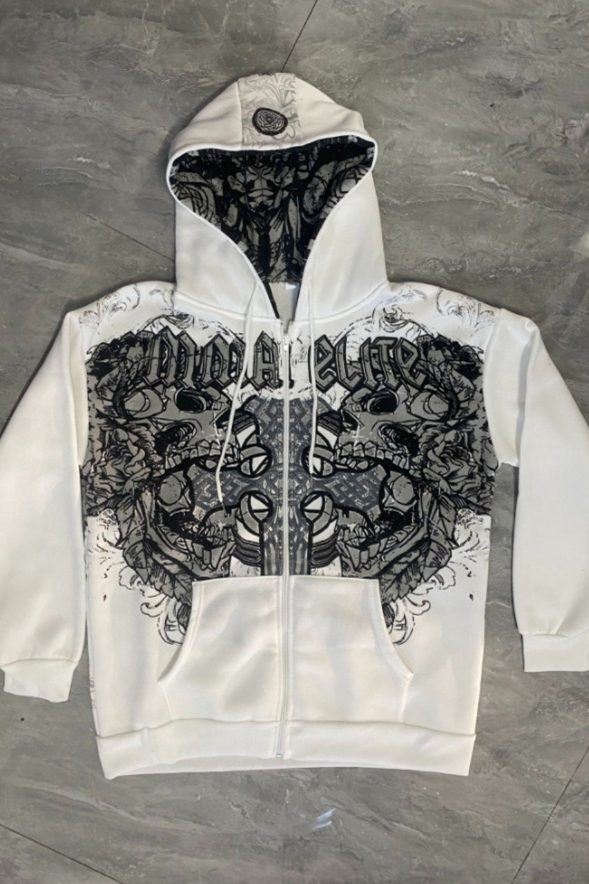 Baroque Wing Graphic Oversized Zip Hoodie Secondary image