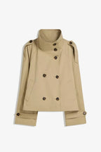 Chic Stand Collar Cropped Trench Coat