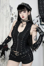 Dark Gothic Lace-up Zipper Corset