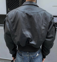 Black Shoulder Pad Biker Jacket