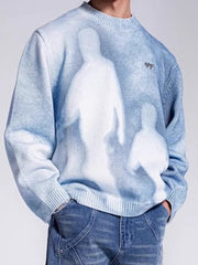 Gradient Crewneck Slouchy Knit Sweater