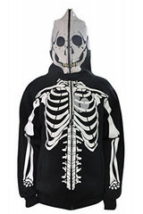 Skull 3D Print Zip-up Long Sleeve Hoodie