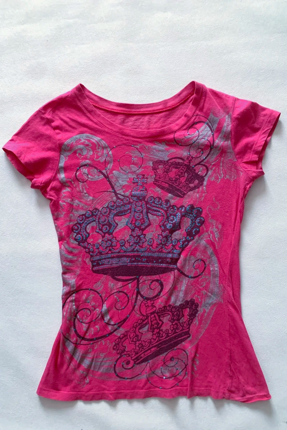 Rose Red Crown Printed Crew Neck Slim T-shirt Main image