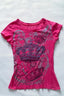 Rose Red Crown Printed Crew Neck Slim T-shirt