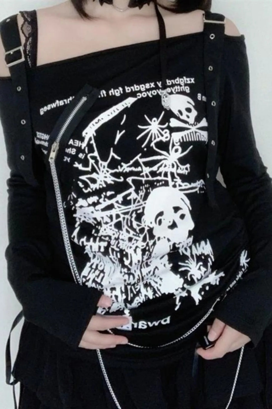 Arcane Stitch Skull Off Shoulder Knit Top Secondary image