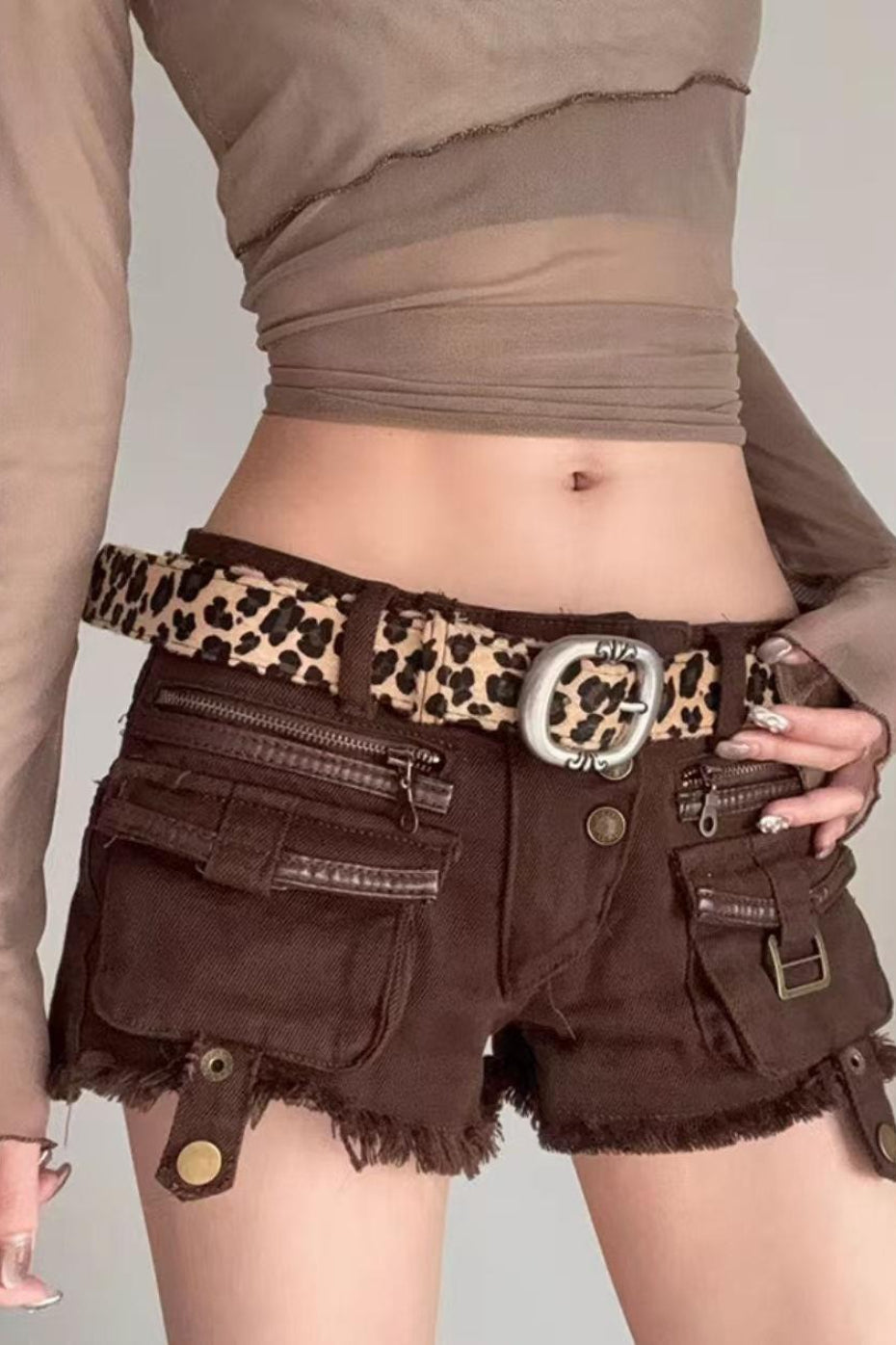 Sexy Bodycon Y2K Cargo Denim Shorts Secondary image