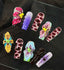 3D Flower Color Block Press On Nails