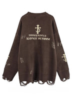 Gothic Distressed Unisex Knit Sweater