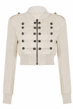 Braided Button Cropped Zip Jackets