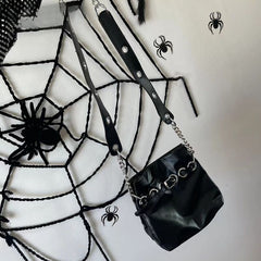 Harajuku Leather Punk Y2K Spider Bone Little Bear Pin Gothic Lolita Crossbody Bag Halloween