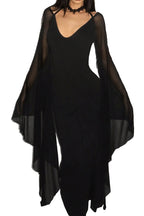 Sheer Drape Sleeve Maxi Dress