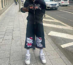 Cartoon Graphic Denim Short