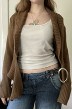 Ring Buckle Shawl Collar Cardigans