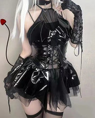 Bandage Hollow Bat Mini Dress