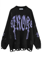 Gothic Distressed Unisex Knit Sweater
