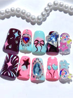 Y2K Punk Rhinestone Duckbill Press On Nails