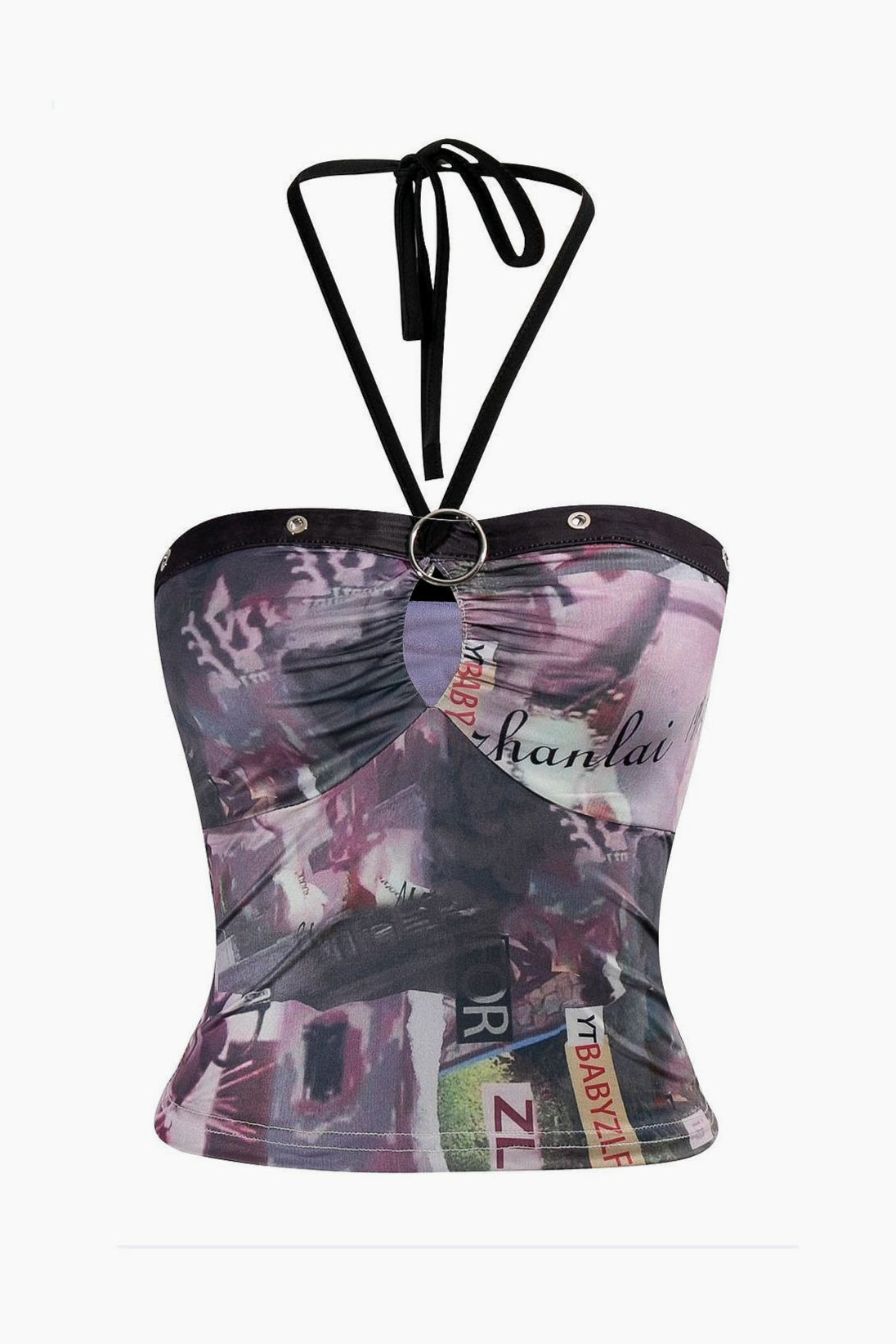Punk Style Neon Graphic Halter Top