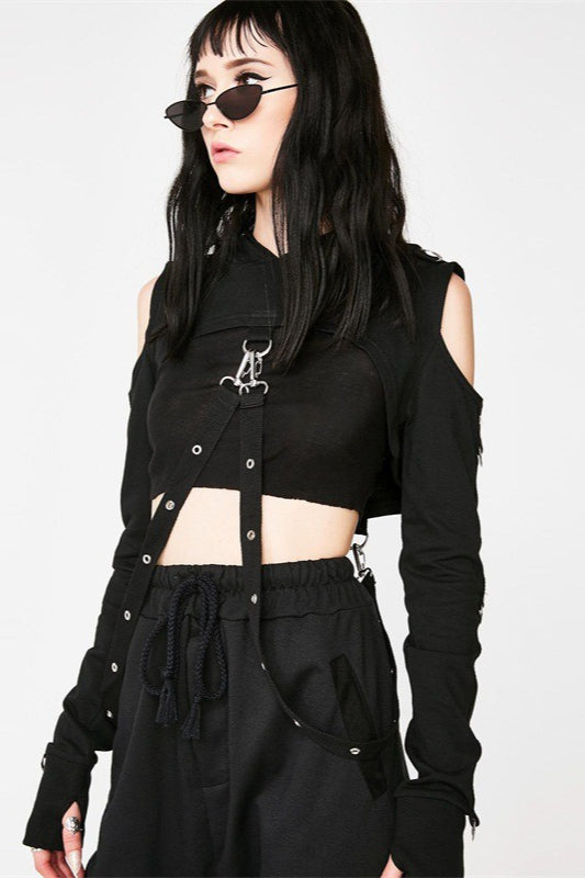 Punk Mesh Crop Hoodie Secondary image