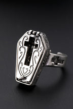 Gothic Skull Coffin Cross Open Ring
