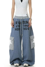Star Pocket Letter Print Pants