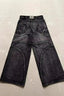 Patchwork Loose Fur Trim Denim Pants