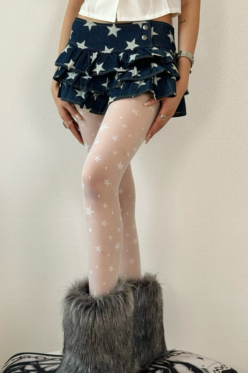 Chic Durable Black Star Tights