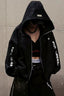 Textured Letter Graphic Zip Hoodies