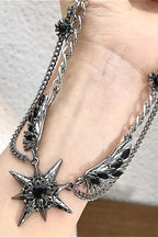 Punk Black Wing Starburst Necklace