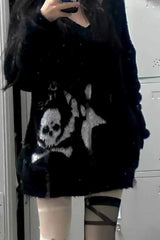 Punk Skull Relaxed-Fit Versatile Knit Sweater