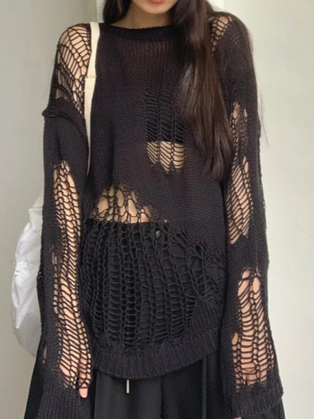 Openwork Crochet Mesh Top