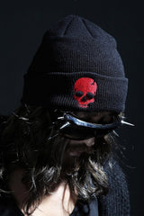 Punk Embroidered Skull Knit Hat