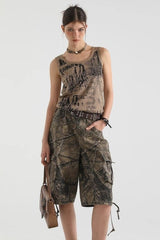 Sweet Cool Print Slim American Hot Girl Stylish Tank Top