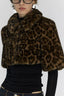 Leopard Plush Cropped Zip Coats