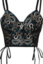 Mesh Embroidered Corset Cami Top