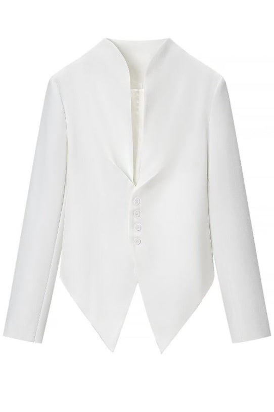 Stand Collar Pointed Hem Coats