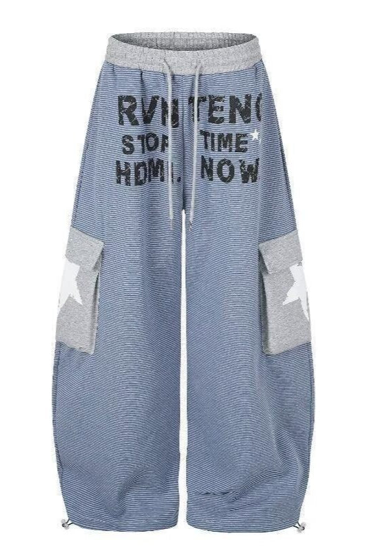 Star Pocket Letter Print Pants
