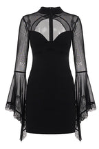 Cutout Neck Bell Sleeve Mini Dress