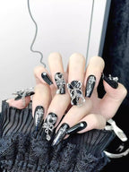 Y2K Dark Rhinestone Butterfly Press On Nails