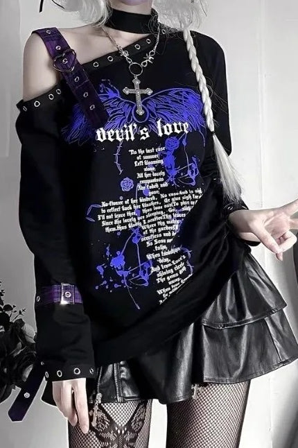 Y2K Harajuku Punk Off Shoulder Knit Top Main image