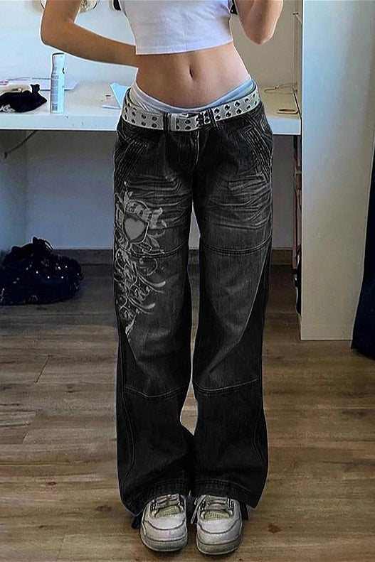 Distressed Ruched Wide-Leg Pant Secondary image