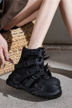 Spiked Strap Platform Combat Boots