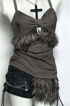 Y2K Street Harajuku Fluffy Cami Secondary image