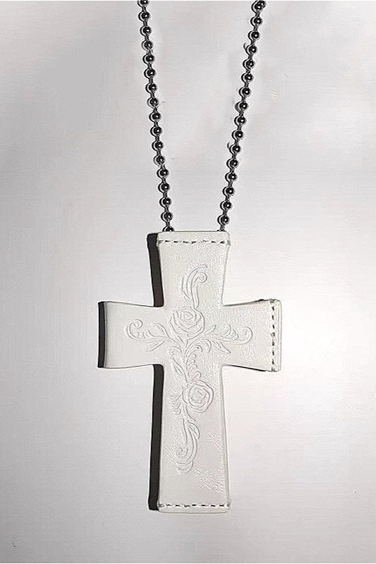 Y2K Rose Cross Card Holder Necklace