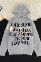 Fluffy Letter Graphic Pullover Hoodies