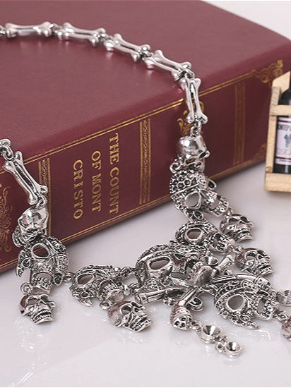 Exaggerated Skull Ghost Head Necklace