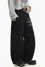Studded Pocket Wide-Leg Cargo Jeans