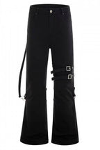 Strap Buckle Flared Cargo Jeans