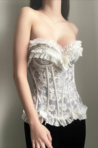 Sweet Ruffle Bow Detail Crop Corset